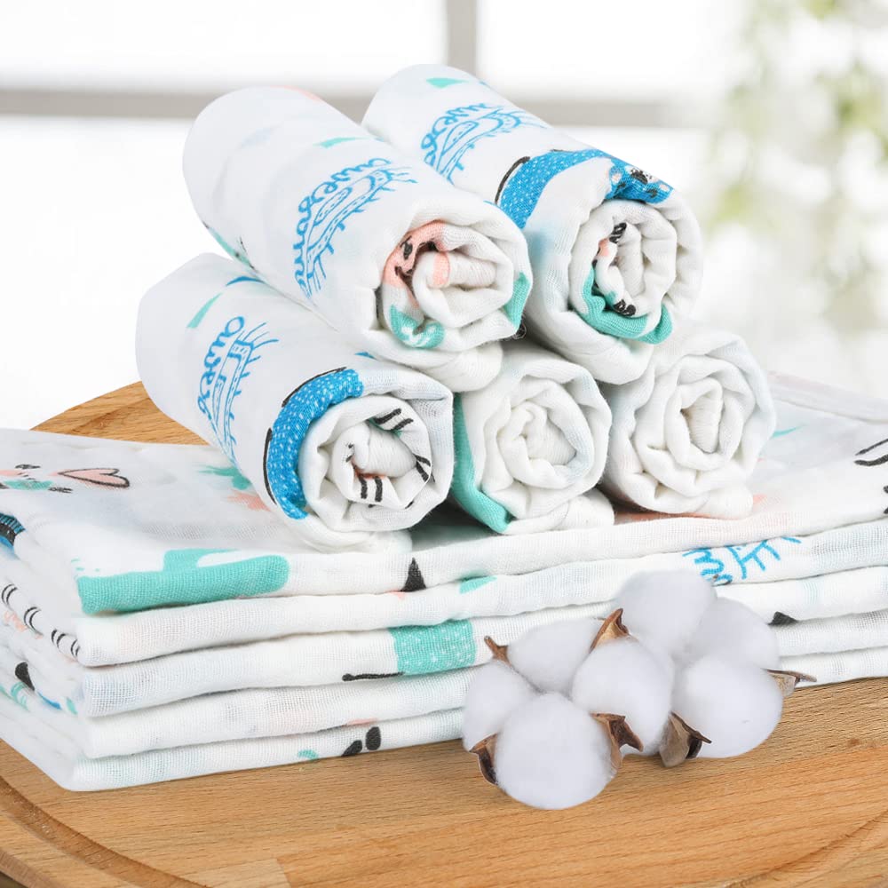 Yoofoss Muslin Burp Cloths for Baby 10 Pack 100% Cotton Baby Washcloths for Boys Girls Large 20&