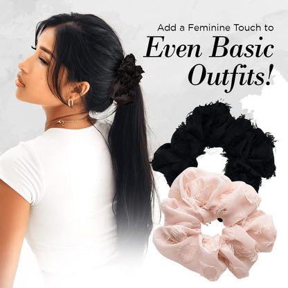 Kitsch 5 Count Velvet Hair Scrunchies for Women - Hair Ties for Thick Hair, Girls, Women, Cute Scrunchies, Soft Hair Accessories, Blush/Mauve