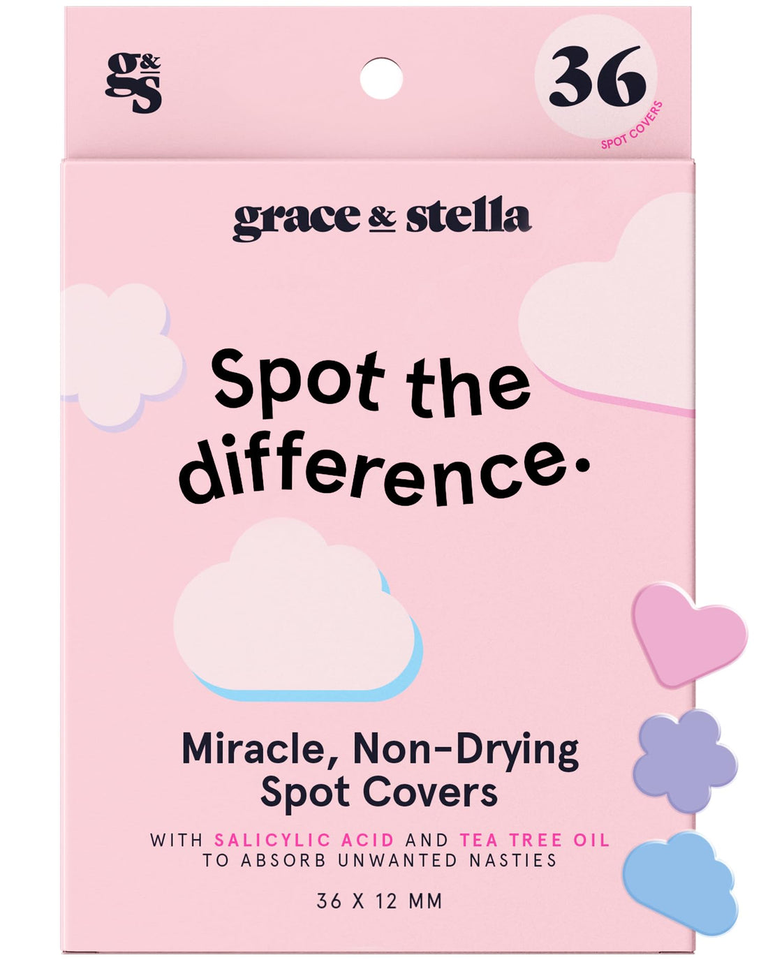 grace &amp; stella Pimple Patches For Face (Round, 36 Count) - Hydrocolloid Acne Patches for Face - Dermatologist Tested, Vegan, Cruelty-Free