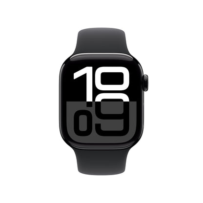 Apple Watch Series 10 [GPS 46mm] Smartwatch with Jet Black Aluminium Case with Black Sport Band. Fitness Tracker, ECG App, Always-On Retina Display, Water-Resistant
