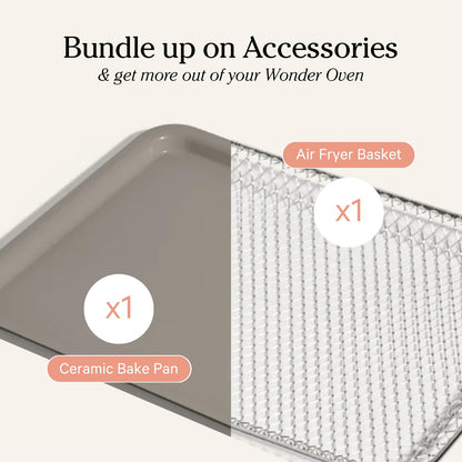 Our Place Wonder Oven Essentials Kit | Extra Air Fryer Basket &amp; Nonstick Ceramic-Coated Bake Pan | Oven Safe, Eco-Friendly | Steam