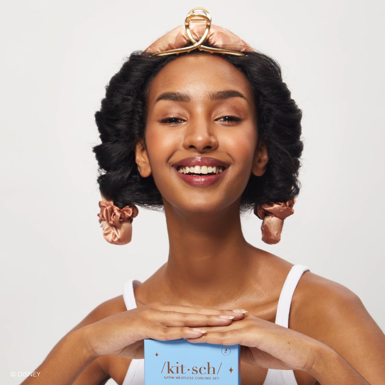 Kitsch Satin Heatless Curling Set for No-Heat Soft Curls | Overnight Hair Curlers &amp; Curling Rod Headband, Frizz-Free Styling | Gentle Rollers for All Hair Types - 1 Pack (Charcoal)