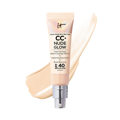IT Cosmetics CC+ Nude Glow Lightweight Foundation + Glow Serum with SPF 40 - With Niacinamide, Hyaluronic Acid &amp; Green Tea Extract - 1.08 fl oz