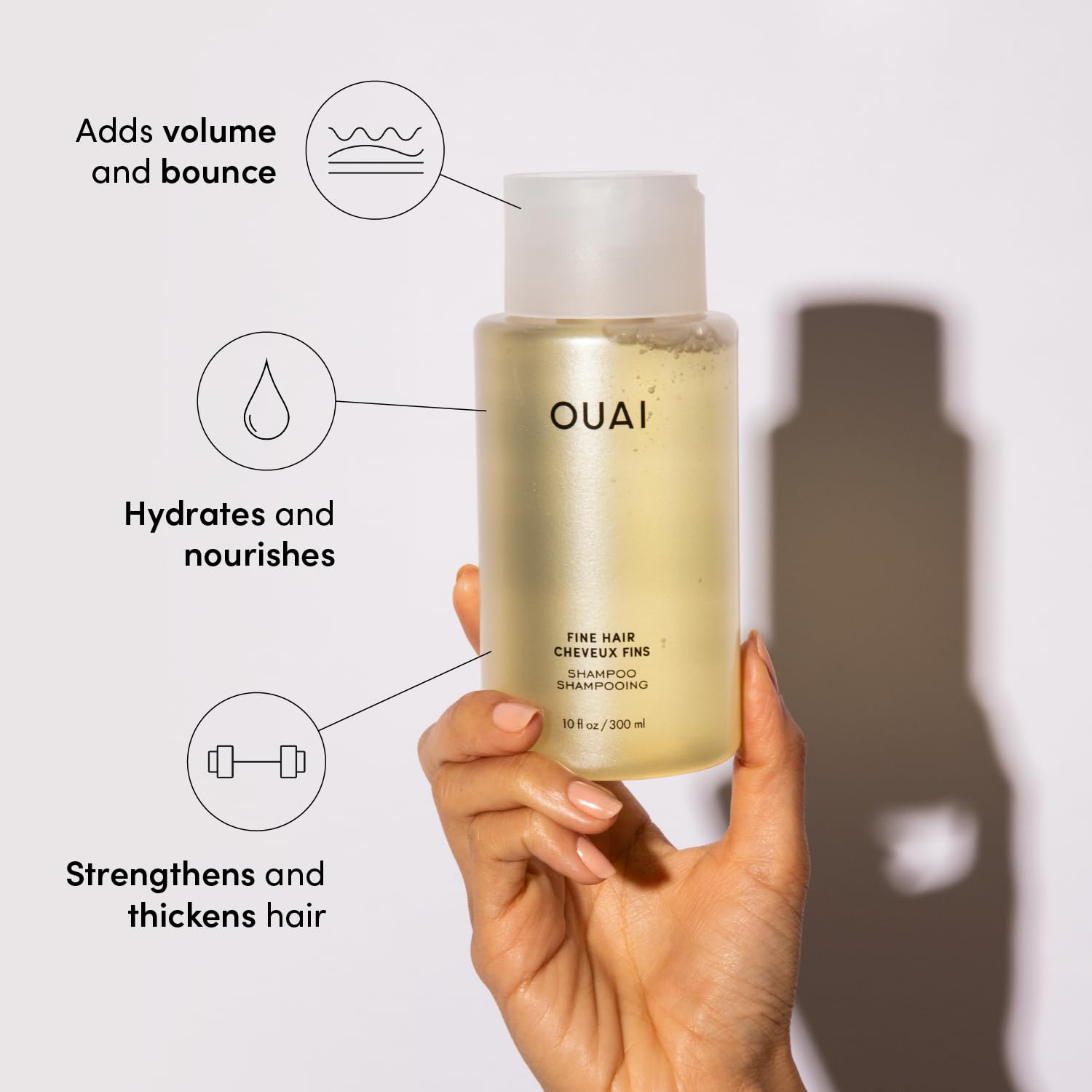 OUAI Fine Shampoo and Conditioner Set - Sulfate Free Shampoo and Conditioner for Fine Hair - Made with Keratin, Marshmallow Root, Shea Butter &amp; Avocado Oil - Free of Parabens &amp; Phthalates (10 Fl Oz)
