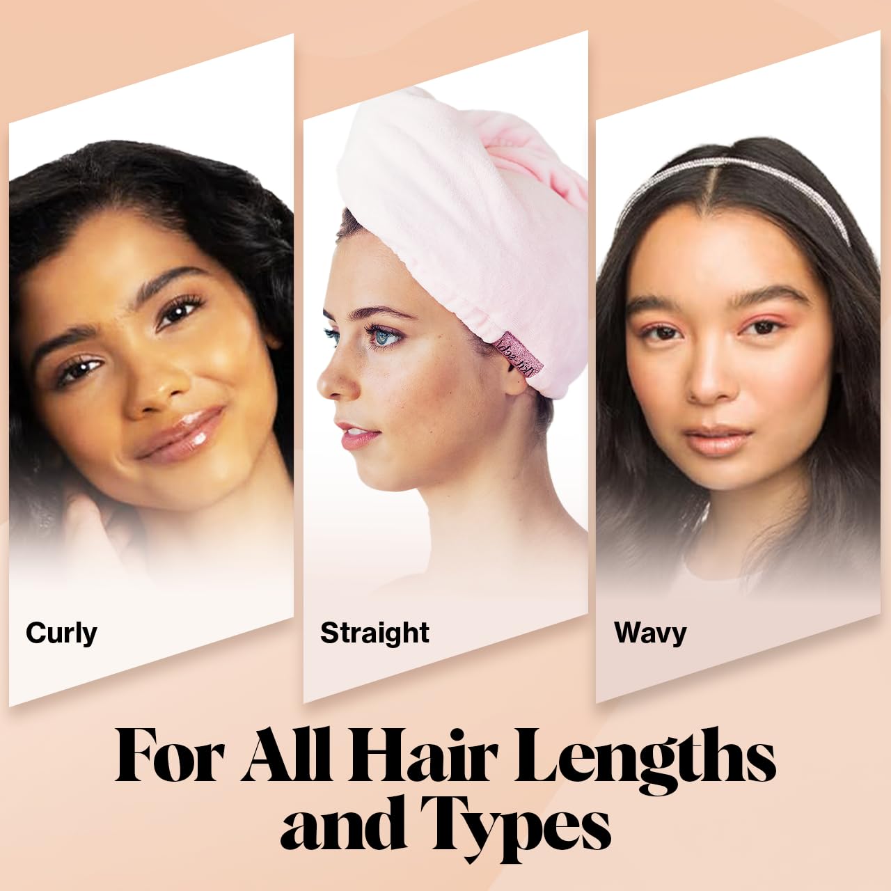 Kitsch Microfiber Hair Towel Wrap - Quick Dry Curly Hair Wraps for Women Wet Hair | Microfiber Towel for Hair | Hair Drying Towel Wrap | Hair Towels for Women | Hair Turban for Wet Hair (Blush)