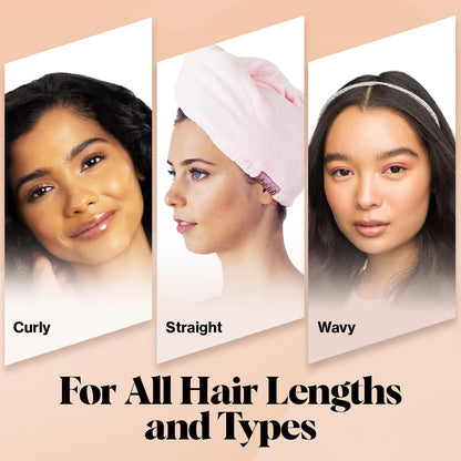 Kitsch Microfiber Hair Towel Wrap - Quick Dry Curly Hair Wraps for Women Wet Hair | Microfiber Towel for Hair | Hair Drying Towel Wrap | Hair Towels for Women | Hair Turban for Wet Hair (Blush)