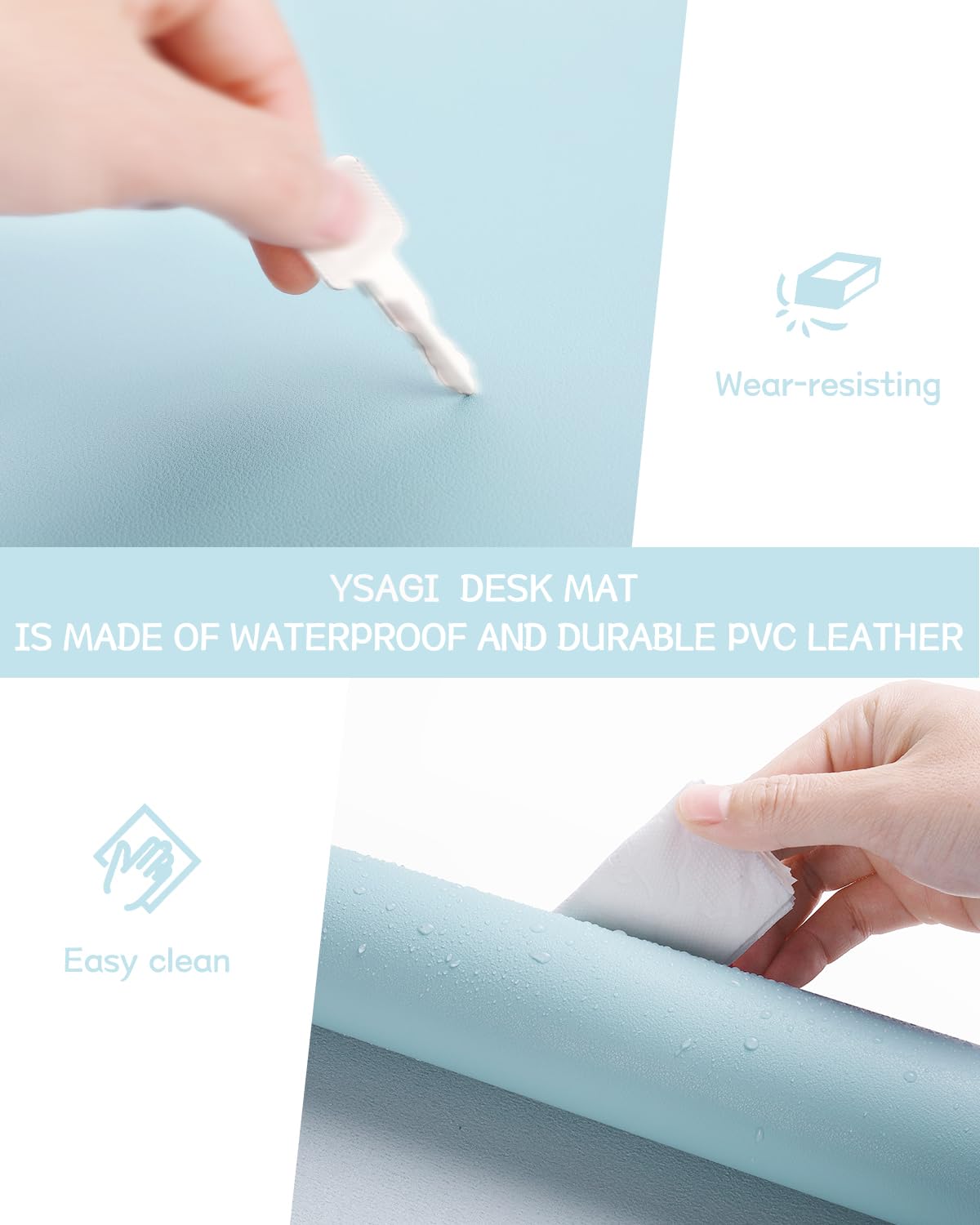 Non-Slip Desk Pad,Mouse Pad,Waterproof PVC Leather Desk Table Protector,Ultra Thin Large Desk Blotter, Easy Clean Laptop Desk Writing Mat for Office Work/Home/Decor(Pink, 23.6&quot; x 13.7&quot;)