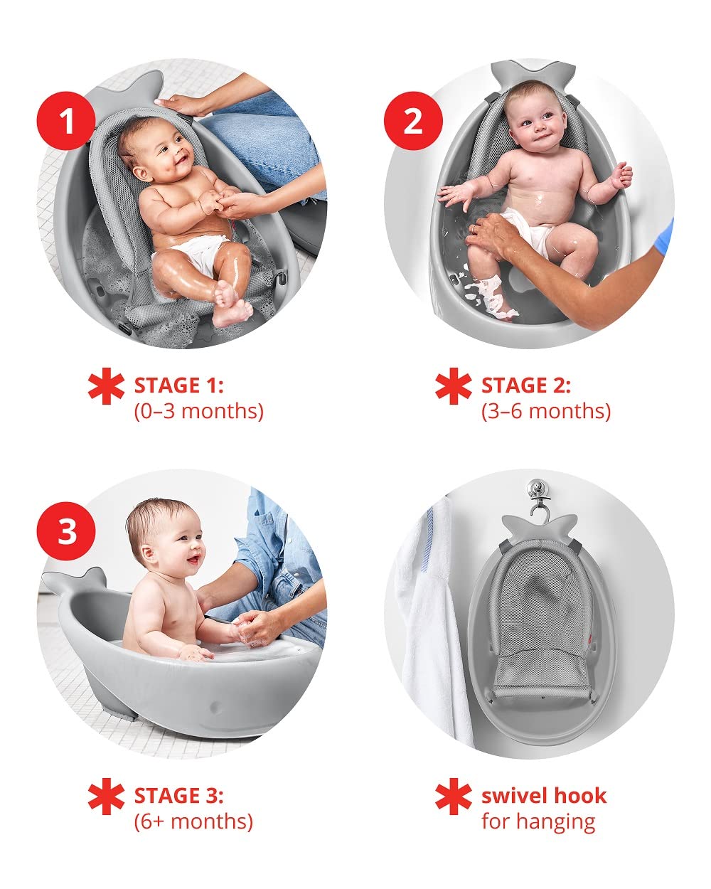 Skip Hop Moby Baby Bath Essential Set, Grey