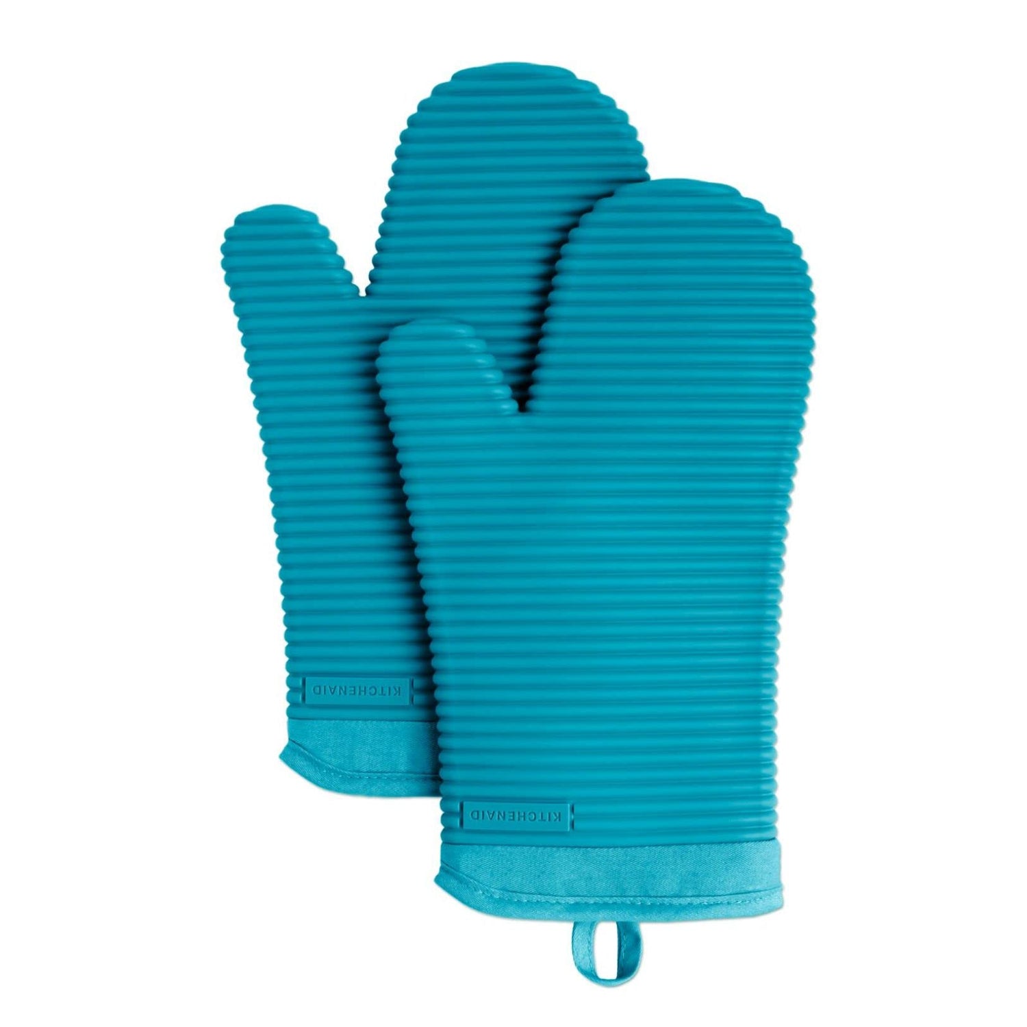 KitchenAid Ribbed Soft Silicone Oven Mitt Set, 7&quot;x13&quot;, Milkshake 2 Count