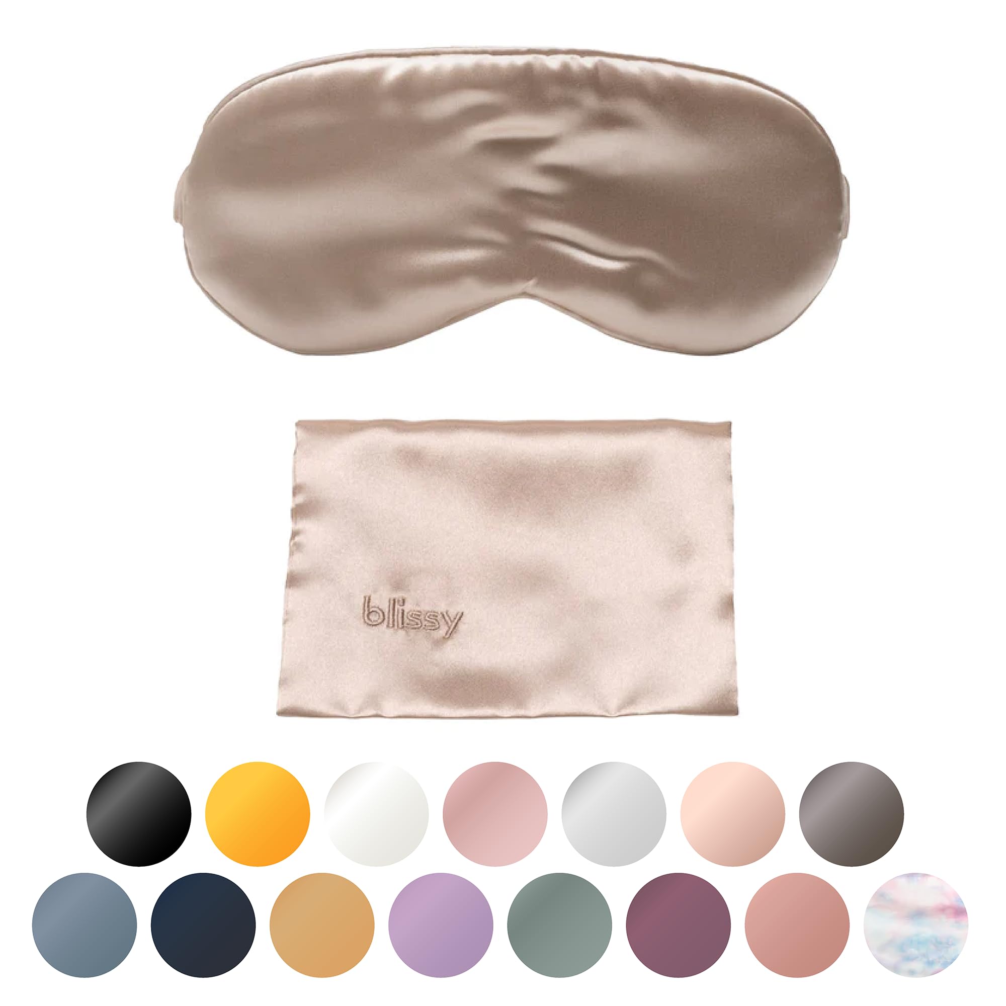 Blissy Silk Sleep Mask - Silk Eye Sleeping Mask for Women &amp; Men for Total Blackout - Silk Eye Mask - 100% Pure Mulberry Silk, 22 Momme 6a Fibers - Blindfold Silk Sleep Mask Side Sleeper Eye Cover