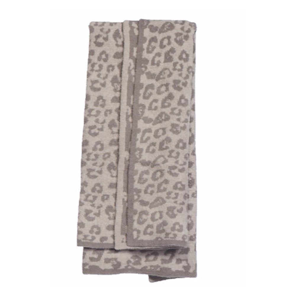Barefoot Dreams CozyChic Barefoot in The Wild Gray One Size,Leopard/Linen/Warm Gray,CozyChic BITW Adult Throw Leopard