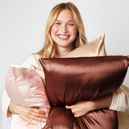 Kitsch Satin Pillowcase with Zipper for Hair &amp; Skin, Softer Than Silk Pillow Cases Queen, Smooth Pillow Covers, Machine Washable, Wrinkle-Free, Cooling Satin Pillow Cases Standard Size 19&quot;x26&quot;, Ivory