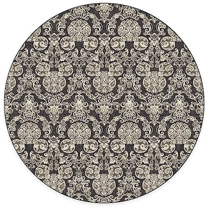 RUGGABLE Disney Traditional Mickey Mouse Washable Rug - Perfect Area Rug for Nursery Playroom Kids Room - Pet &amp; Child Friendly - Stain &amp; Water Resistant - Damask Grey 3&