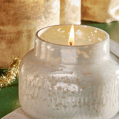 Capri Blue Holiday Mercury Jar Candle - Soy Candle Blend - Fall Candles for Home Scented with Frosted Fir, Snowy Woods, Pine &amp; Sage - Pine Candle for Holiday Decor - Signature (Crystal Pine, 19 oz)