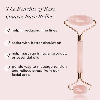 Kitsch Face Massager Rose Quartz Face Roller for Skin Care, Facial Roller &amp; Jade Roller for Face Aging Wrinkles and Lifting, Eye Roller for Puffy Eyes, Rose Quartz Roller for Face Neck Fine Lines 1 Pc