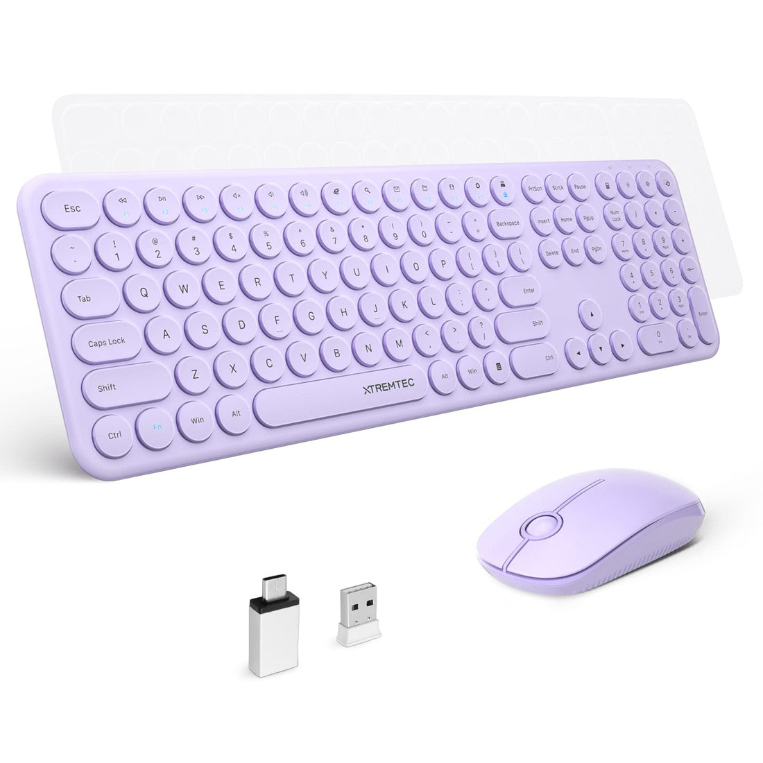 Wireless Keyboard and Mouse, XTREMTEC Cute Keyboard Retro Round Keycap - 2.4GHz Ultra-Slim Quiet Aesthetic Keyboard for Mac Computer Laptop PC Desktops (Rosegold)