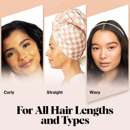 Kitsch Microfiber Hair Towel Wrap - Quick Dry Curly Hair Wraps for Women Wet Hair | Microfiber Towel for Hair | Hair Drying Towel Wrap | Hair Towels for Women | Hair Turban for Wet Hair (Blush)