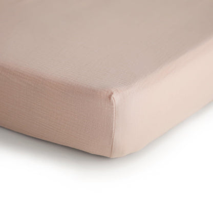 mushie Extra Soft Muslin Fitted Crib Sheet | 192 Thread Count | 28&quot;x 52&quot; (Fog)