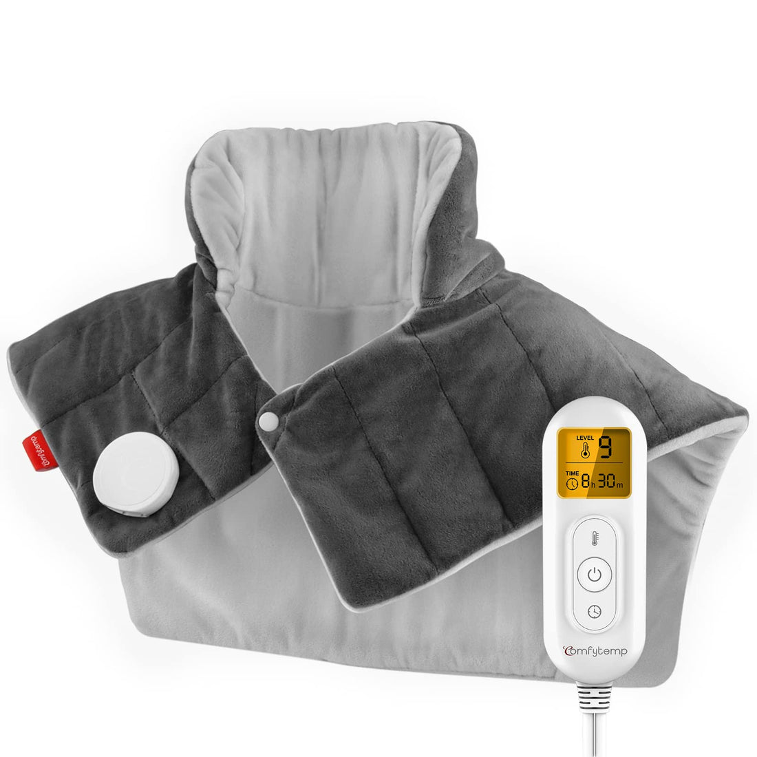 Heating Pad for Neck and Shoulders and Back, Comfytemp FSA HSA Eligible Weighted Electric Heat Pad for Pain Relief, 2.6lb Large Heated Wrap, 9 Heat Settings, 11 Auto-Off, Christmas Gifts for Women Men