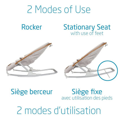Maxi-Cosi 2-in-1 Kori Rocker, folds flat, travel, washable fabrics, Sand Horizon