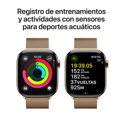 Apple Watch Series 10 [GPS 46mm] Smartwatch with Jet Black Aluminium Case with Black Sport Band. Fitness Tracker, ECG App, Always-On Retina Display, Water-Resistant