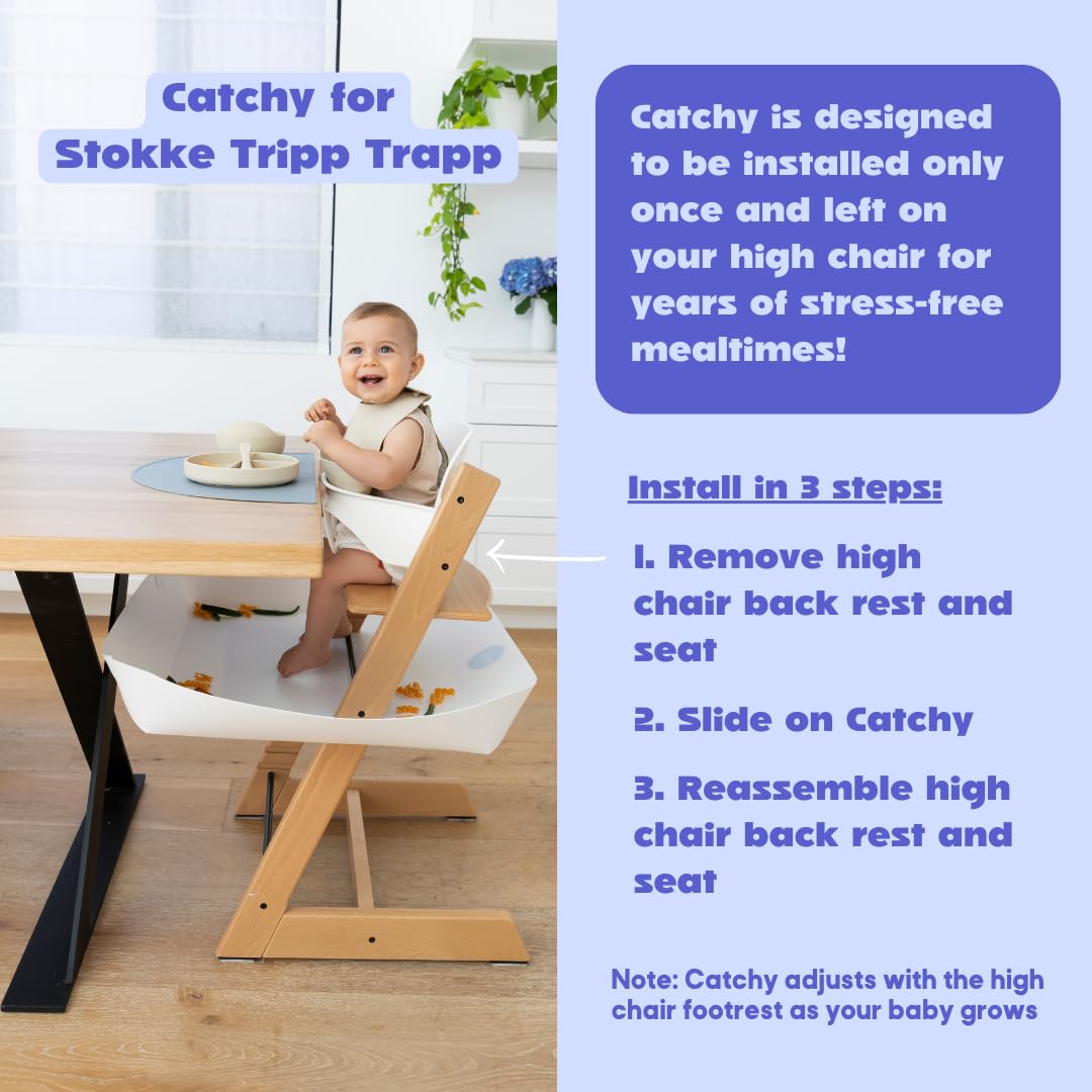 CATCHY - Food Catcher - Compatible with Stokke Clikk High Chair - Highchair Sold SEPARATELY - Baby &amp; Toddler Food &amp; Mess Catcher - Under High Chair Accessory - Baby Feeding Essentials
