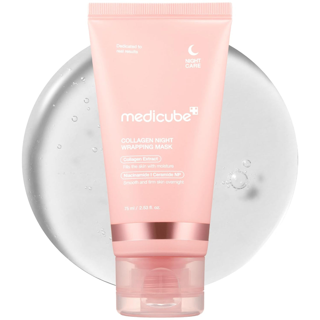 Medicube Collagen Overnight Wrapping Peel Off Facial Mask Pack - Elasticity &amp; Hydration Care, Reduces Sagging &amp; Dullness - Hydrolyzed Collagen For Glowing Skin - Korean Skin Care, 2.53 fl.oz