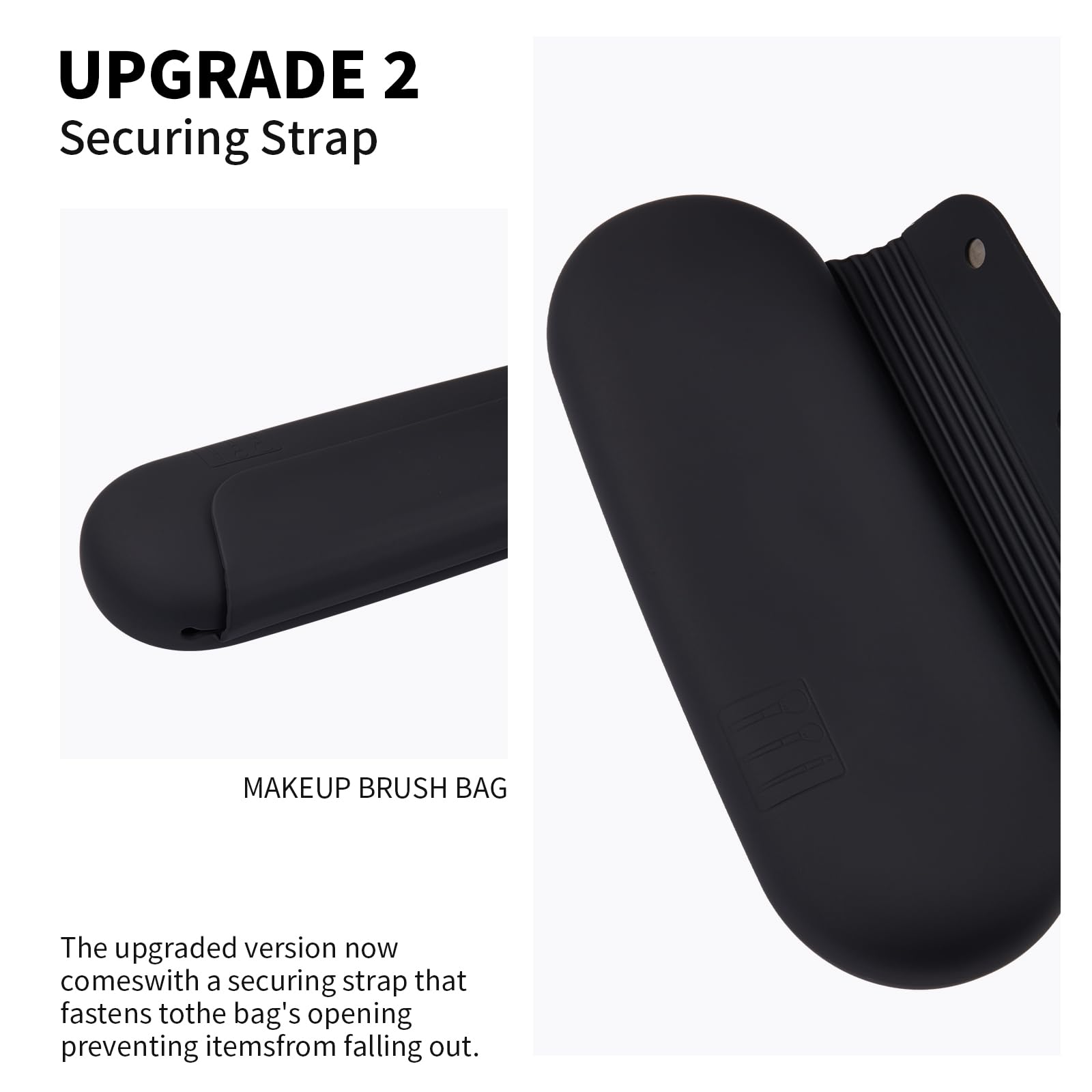 AGIKET Silicone Makeup Brush Holder Travel Cosmetic Bag：Soft Portable Cosmetic Face Brushes Holder with Upgrade Anti-Fall Out Magnetic Closure, Large Travel Makeup Brush Case - Walnut