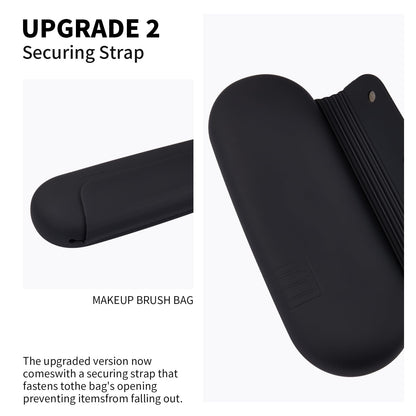 AGIKET Silicone Makeup Brush Holder Travel Cosmetic Bag：Soft Portable Cosmetic Face Brushes Holder with Upgrade Anti-Fall Out Magnetic Closure, Large Travel Makeup Brush Case - Walnut