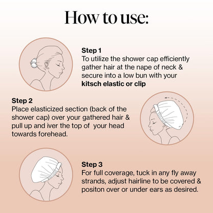 Kitsch Luxury Shower Cap for Women - Reusable Shower Cap for Long Hair with Non Slip Silicon Grip | Waterproof Hair Cap for Shower with One Size Fits Most | Stylish Hair Cover for Shower (Blush Dot)