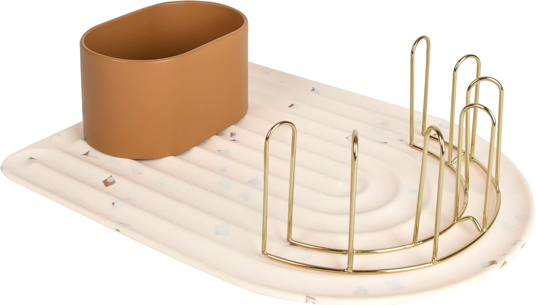 Boon ARC Modular Drying Rack — Includes Silicone Drying Mat, Accessory Cup, and 7-Prong Wire Bottle Rack — Baby Essentials