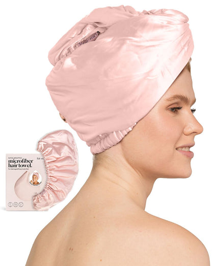 Kitsch Microfiber Hair Towel Wrap - Quick Dry Curly Hair Wraps for Women Wet Hair | Microfiber Towel for Hair | Hair Drying Towel Wrap | Hair Towels for Women | Hair Turban for Wet Hair (Blush)