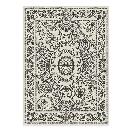 RUGGABLE Washable 2x3 Area Rug, Delphina Delft Blue, Premium Vintage Rugs for Living Room, Bedroom, Kitchen, Office, Classroom with Gripper Non Slip Pad