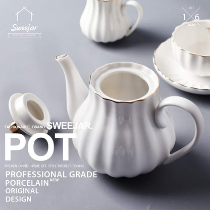 Sweejar Royal Ceramic Teapot &amp; Sugar and Creamer Set(White)