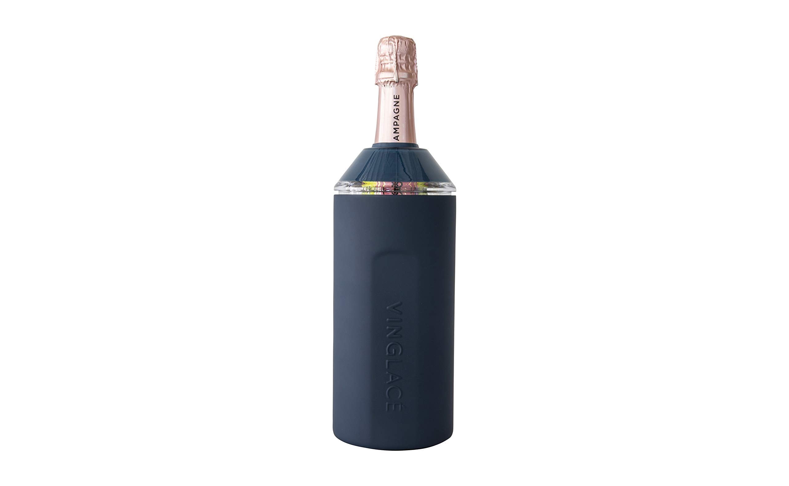 Vinglacé Wine Bottle Chiller- Portable Champagne Insulator- Stainless Steel Wine Cooler Sleeve, White