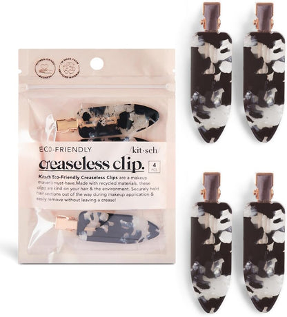 Kitsch Creaseless Hair Pins, No Crease Hair Clips for Makeup, No Bend Hair Clips for Styling, Stylish Makeup Hair Clips &amp; Hair Styling Clips, Pin Curl Clips for Hair, 4pc Set