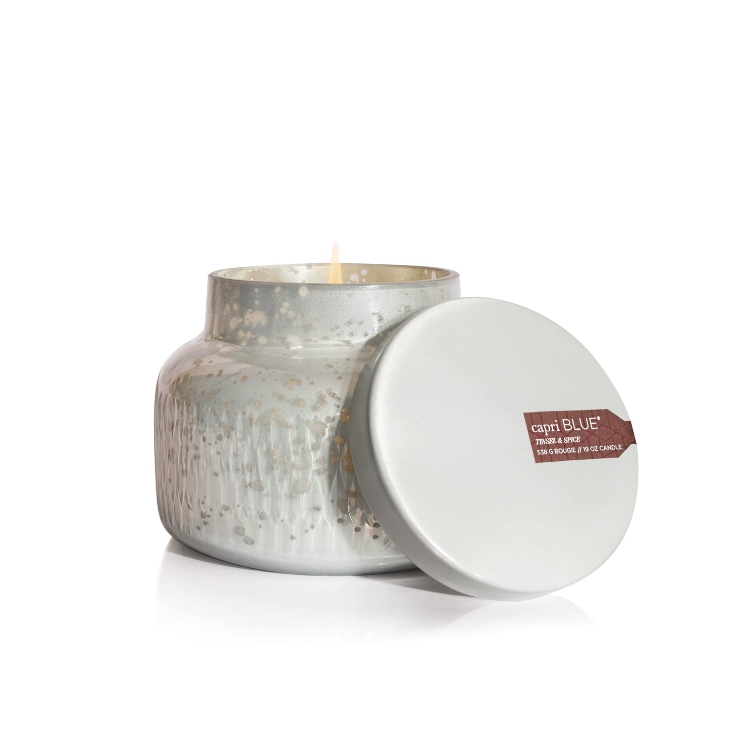 Capri Blue Holiday Mercury Jar Candle - Soy Candle Blend - Fall Candles for Home Scented with Frosted Fir, Snowy Woods, Pine &amp; Sage - Pine Candle for Holiday Decor - Signature (Crystal Pine, 19 oz)