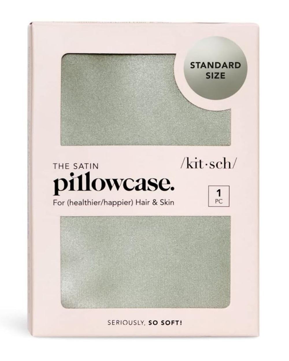 Kitsch Satin Pillowcase with Zipper for Hair &amp; Skin, Softer Than Silk Pillow Cases Queen, Smooth Pillow Covers, Machine Washable, Wrinkle-Free, Cooling Satin Pillow Cases Standard Size 19&quot;x26&quot;, Ivory