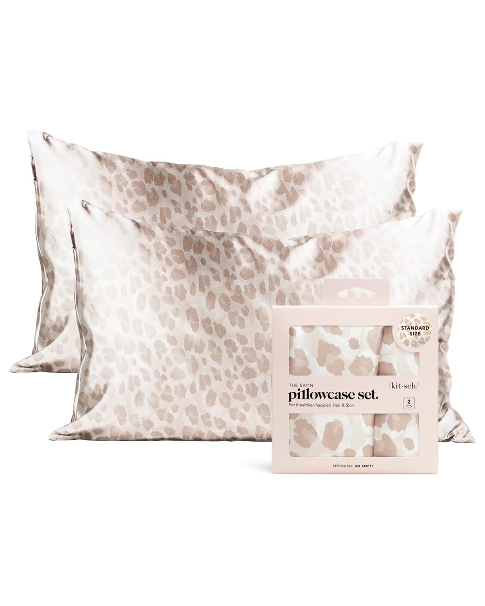 Kitsch Satin Pillowcase with Zipper for Hair &amp; Skin, Softer Than Silk Pillow Cases Queen, Smooth Pillow Covers, Machine Washable, Wrinkle-Free, Cooling Satin Pillow Cases Standard Size 19&quot;x26&quot;, Ivory
