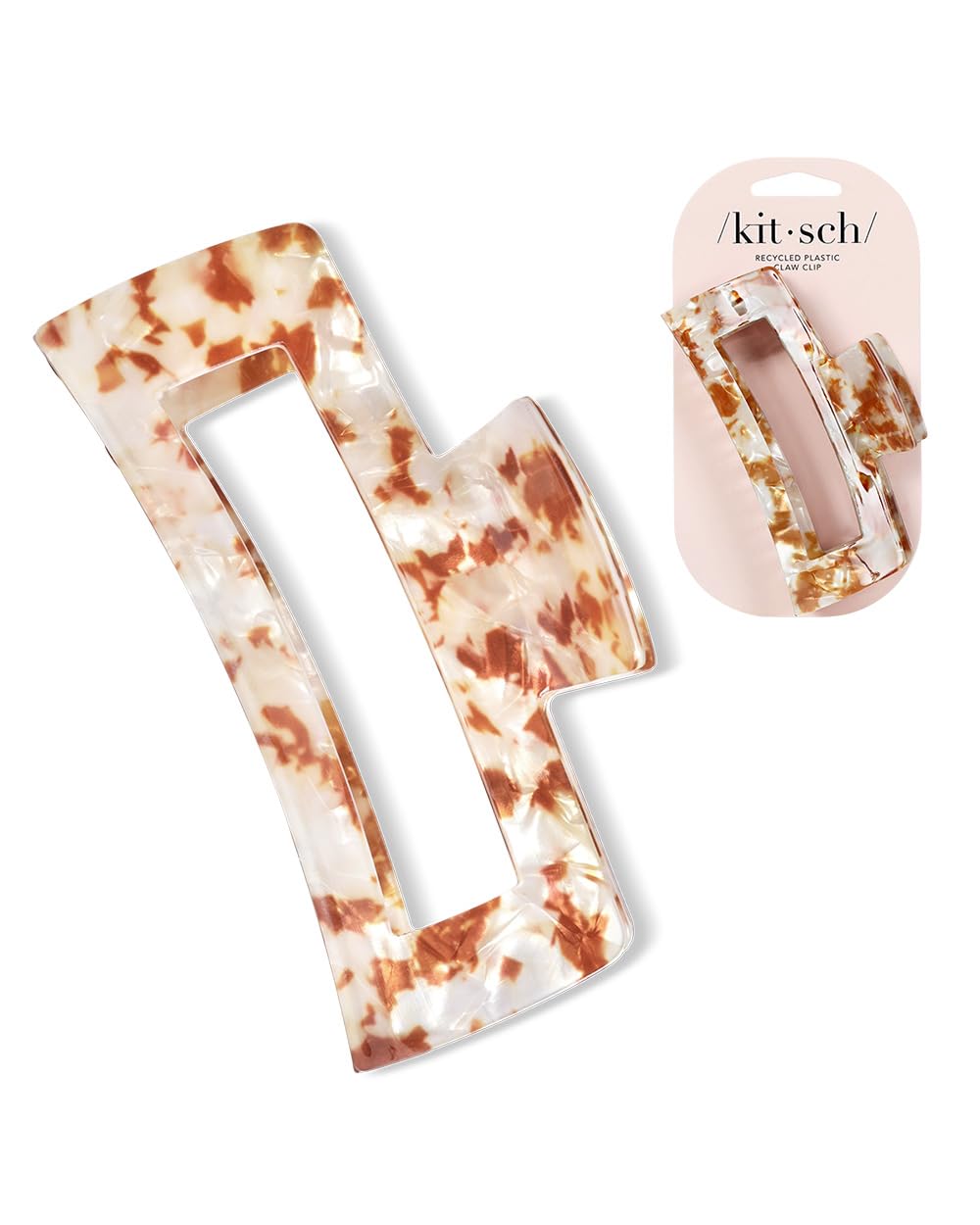 Kitsch Recycled Plastic Large Claw Clip, Big Open Shape Hair Clips for Women, Large Hair Claw Clips &amp; Jaw Clips, Big Claw Clips for Thick Hair, Claw Hair Clips for Girls (1pc, Brown)