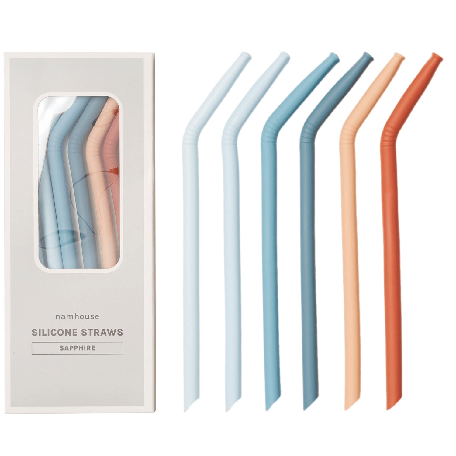 Silicone Straws - Reusable Drinking Straws w/Cleaning Brush - Long, Flexible and Bendy Straws For Tumblers and Cups - BPA Free, Food Grade Silicone, Dishwasher Safe - Set of 6 (Sand)