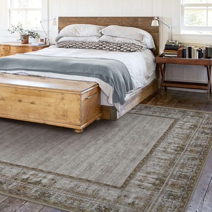 RUGGABLE Zinnia Runner Rug - Perfect Boho Washable Rug for Entryway Hallway Kitchen - Pet &amp; Child Friendly - Stain &amp; Water Resistant - Grey 2.5&