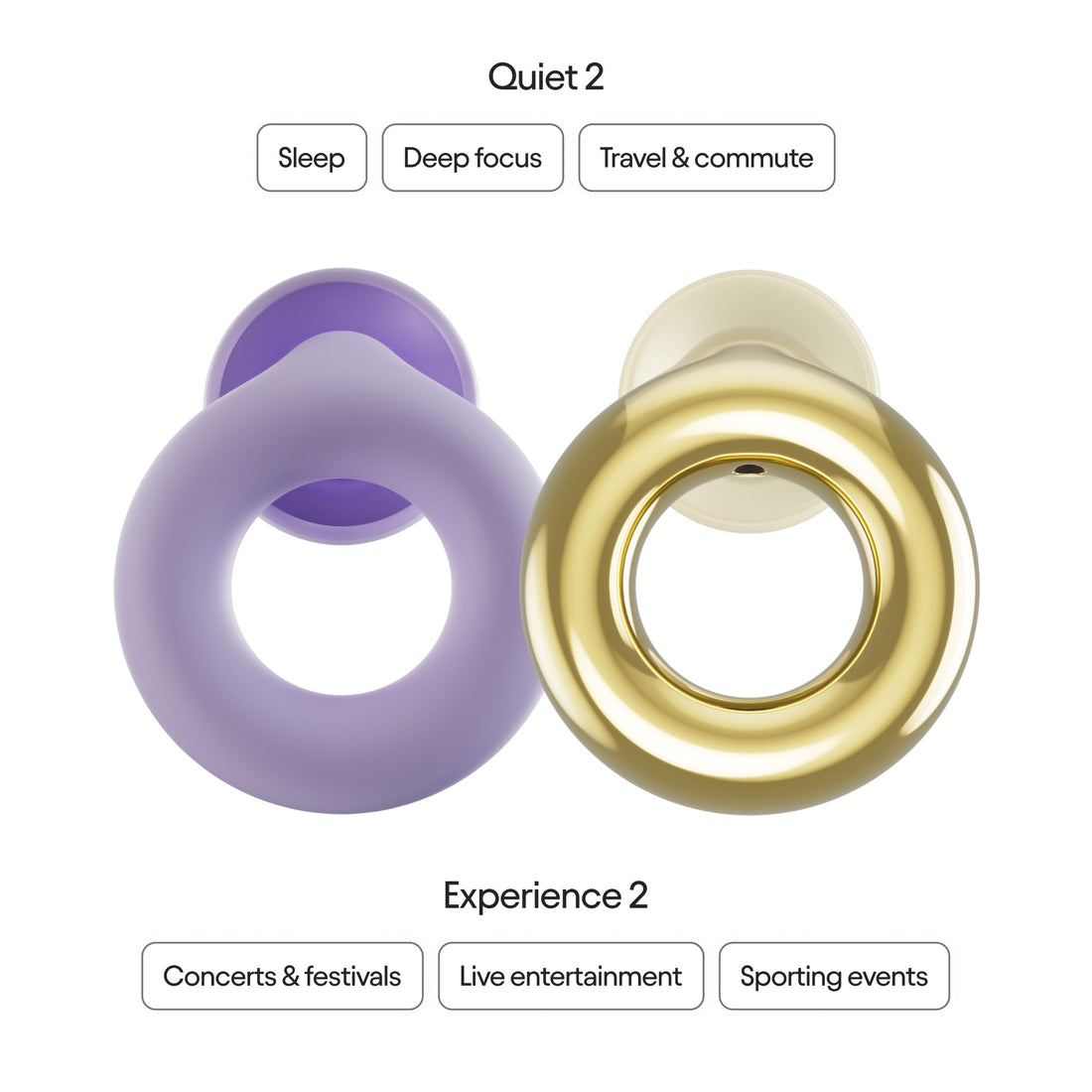 Loop Earplugs Day &amp; Night Bundle (2-Pack) – Loop Quiet 2 + Loop Experience 2 | Reusable Ear Plugs for Sleep, Noise Sensitivity, Music &amp; More | 24 dB/18 dB Noise Reduction