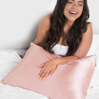 Kitsch Satin Pillowcase with Zipper for Hair &amp; Skin, Softer Than Silk Pillow Cases Queen, Smooth Pillow Covers, Machine Washable, Wrinkle-Free, Cooling Satin Pillow Cases Standard Size 19&quot;x26&quot;, Ivory