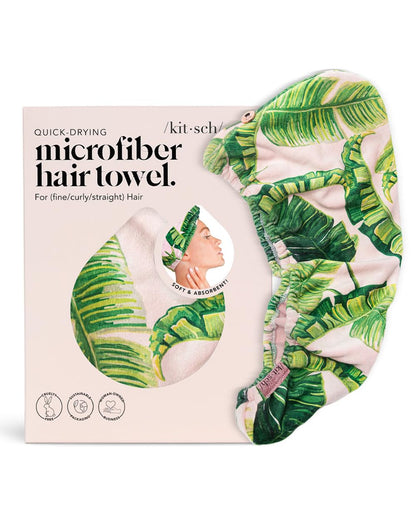 Kitsch Microfiber Hair Towel Wrap - Quick Dry Curly Hair Wraps for Women Wet Hair | Microfiber Towel for Hair | Hair Drying Towel Wrap | Hair Towels for Women | Hair Turban for Wet Hair (Blush)
