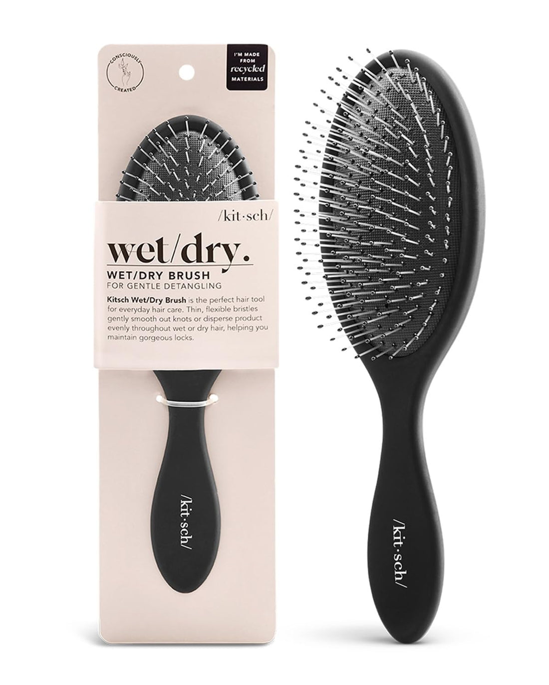 Kitsch Wet Dry Brush Detangling Brush - Soft Bristle Hair Brushes for Women | Straight &amp; Curly Hair Brush | Hairbrush for All Hair Types | Hair Detangler Brush | Travel Hair Brush &amp; Detangling Comb