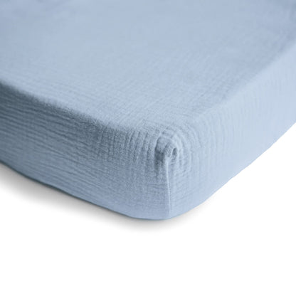 mushie Extra Soft Muslin Fitted Crib Sheet | 192 Thread Count | 28&quot;x 52&quot; (Fog)