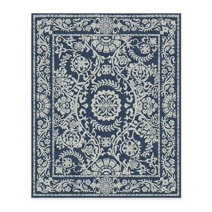 RUGGABLE Washable 2x3 Area Rug, Delphina Delft Blue, Premium Vintage Rugs for Living Room, Bedroom, Kitchen, Office, Classroom with Gripper Non Slip Pad