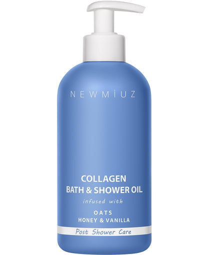 Collagen Shower Oil Body Wash - Natural Post Shower Care For Dry Skin in Shower Cleansing &amp; Softening Moisturizing lotion Body &amp; Legs Non Greasy Oatmeal Honey Vanilla Spa Self Care Spa Gift 10 Fl. Oz