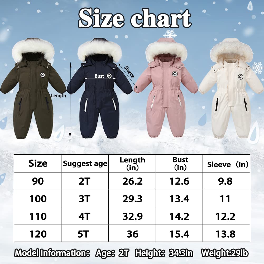 Xifamniy Toddler Snowsuit 2T 3T 4T 5T Ski Suit Baby Boy Girl Winter Clothes Coat Outwear Snow Suit Hooded Romper Jumpsuit
